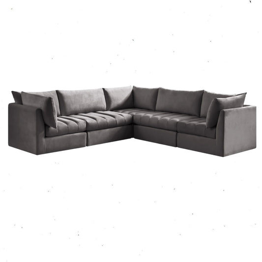 Jacob - Modular Sectional 5 Piece - Grey - Fabric