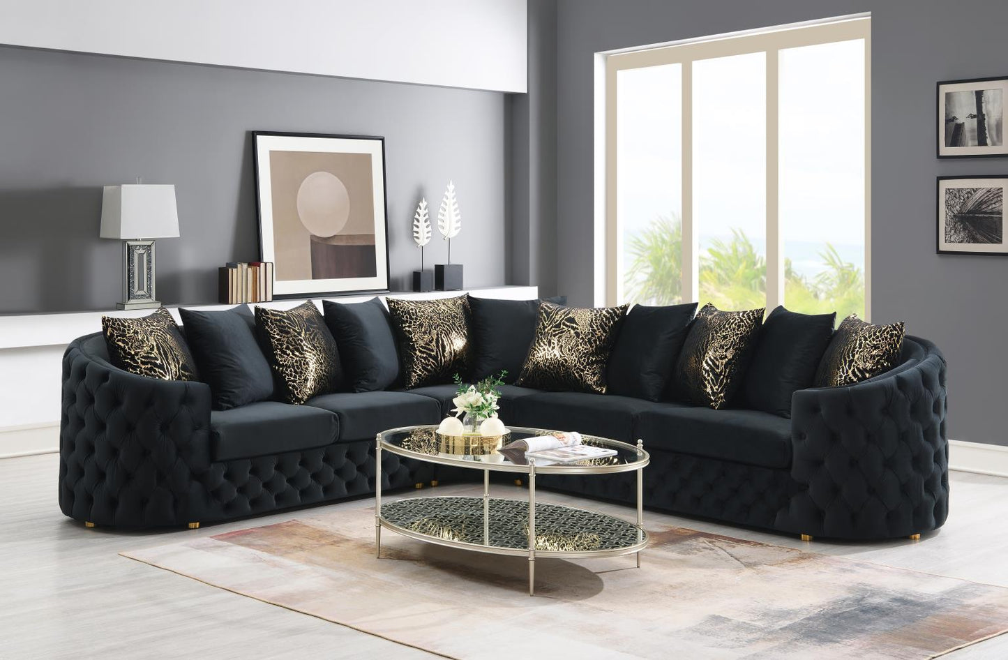 Nyra Velvet Sectional Tufted