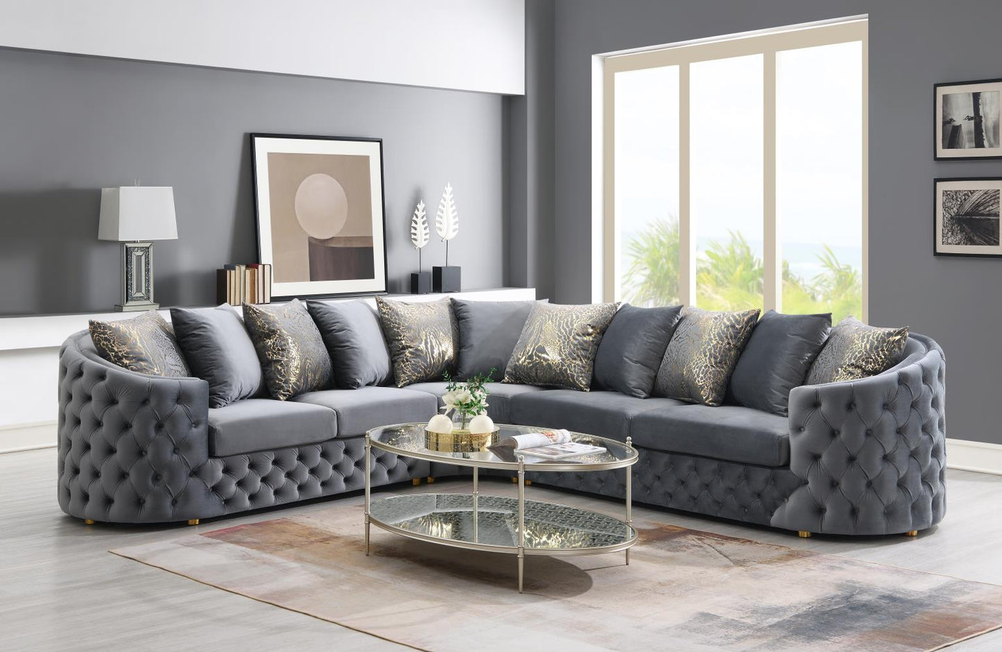 Nyra Velvet Sectional Tufted