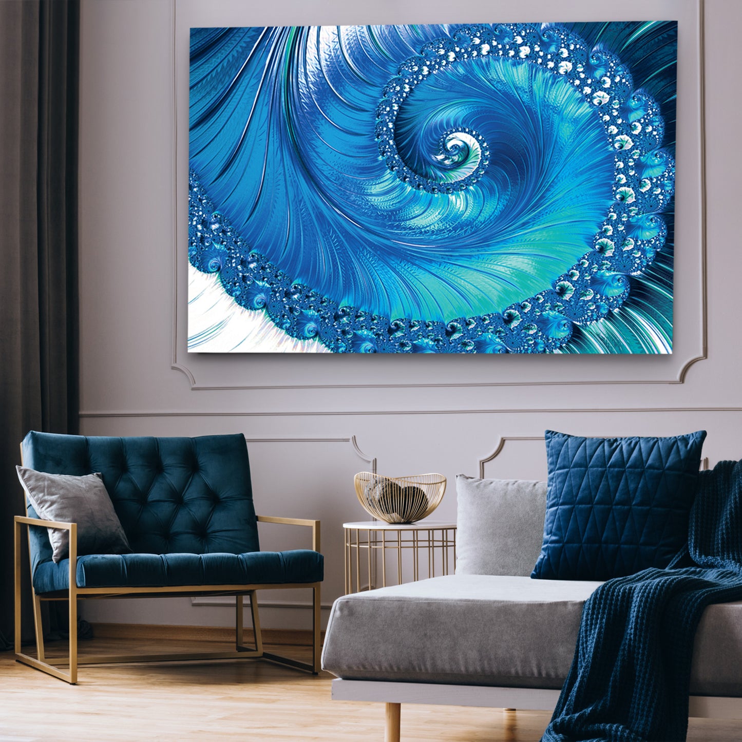 Blue Swirl Tempered Glass Wall Art