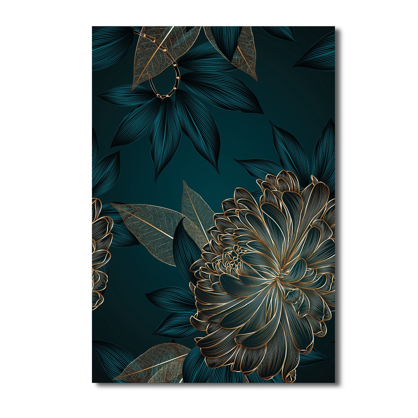 Floral Gold Tempered Glass Wall art