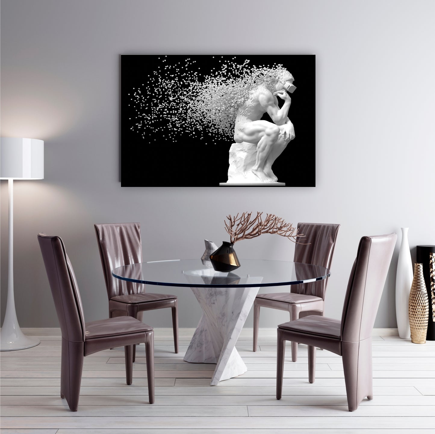 White Sculpture Tempered Glass Wall art