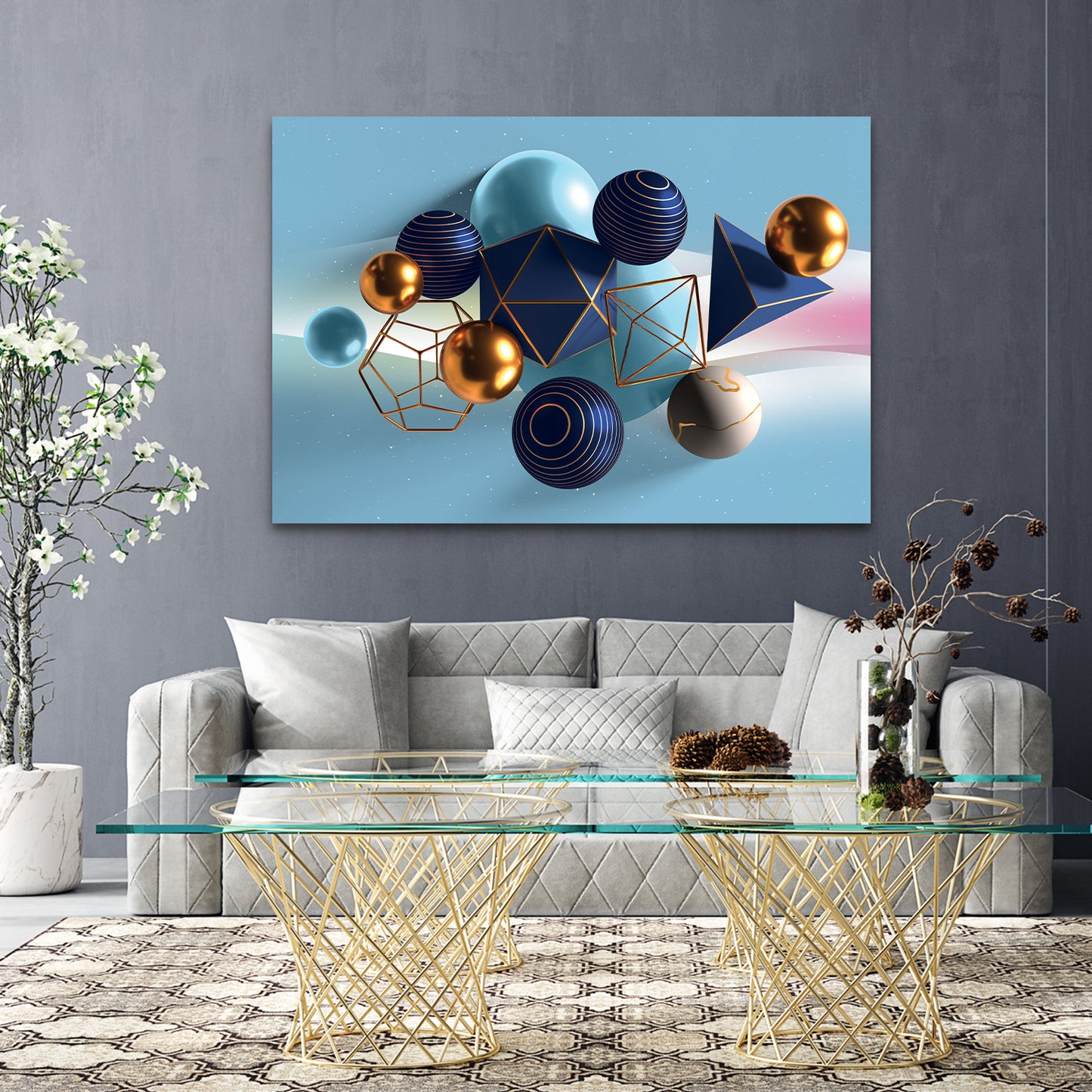 Circles Abstract Tempered Glass Wall Art