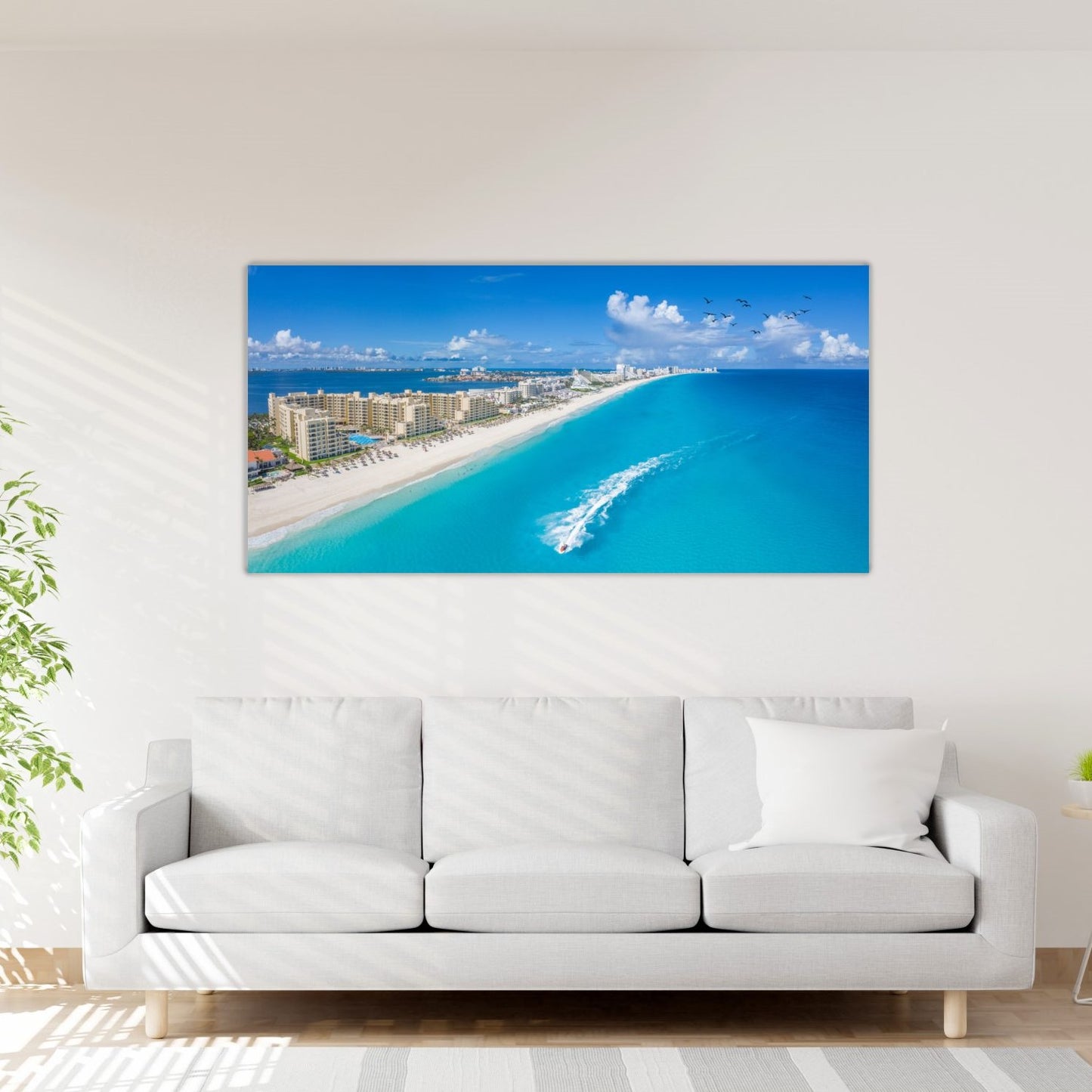 Miami Beach Tempered Glass Wall Art 47" x 24"