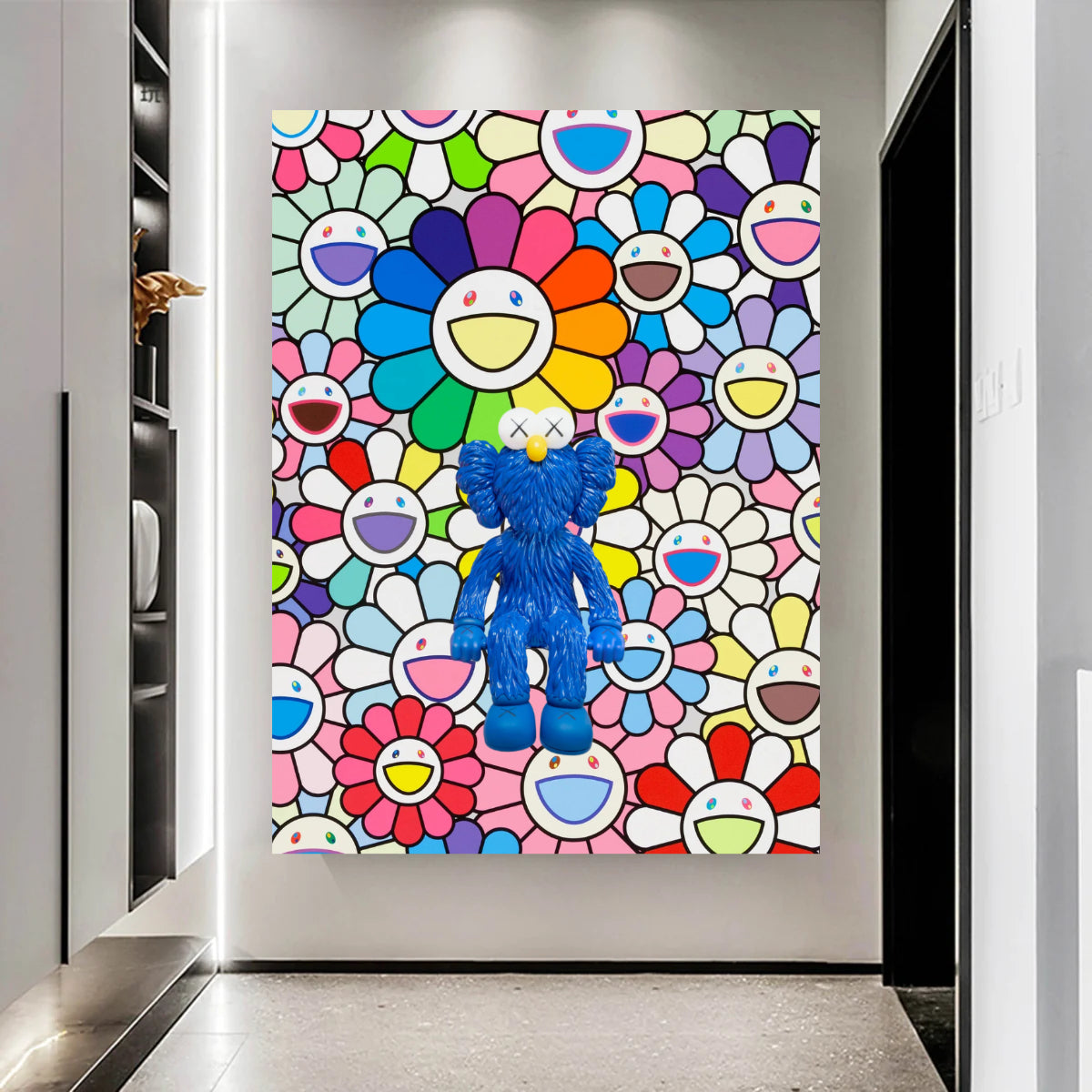 Murakami Flower Kaws seeing Tempered Glass Wall Art