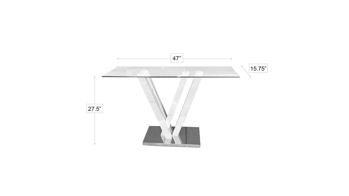 Diaona White Glass Top Console Table