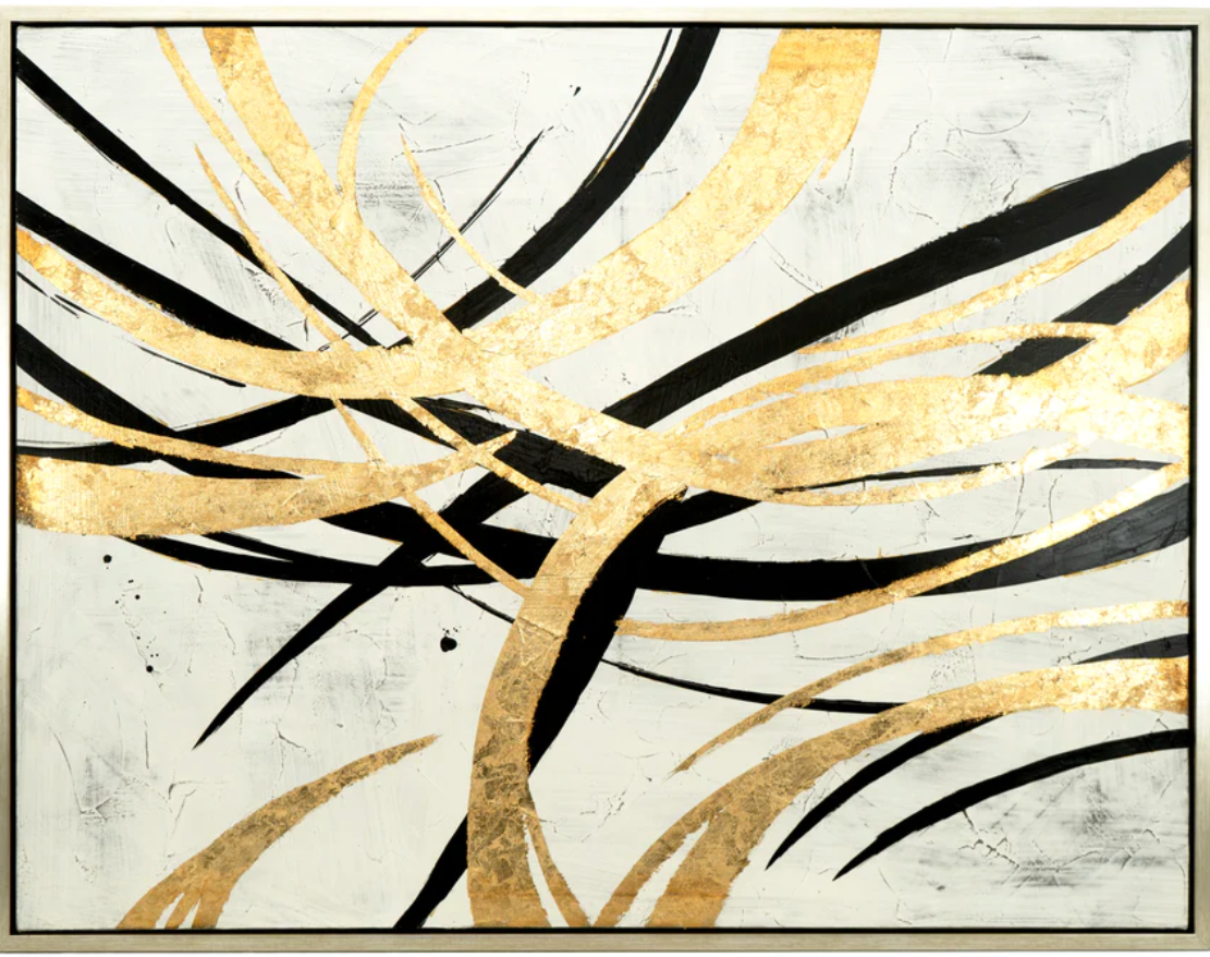 Black/Gold Abstract Wall Art Canvas Painting