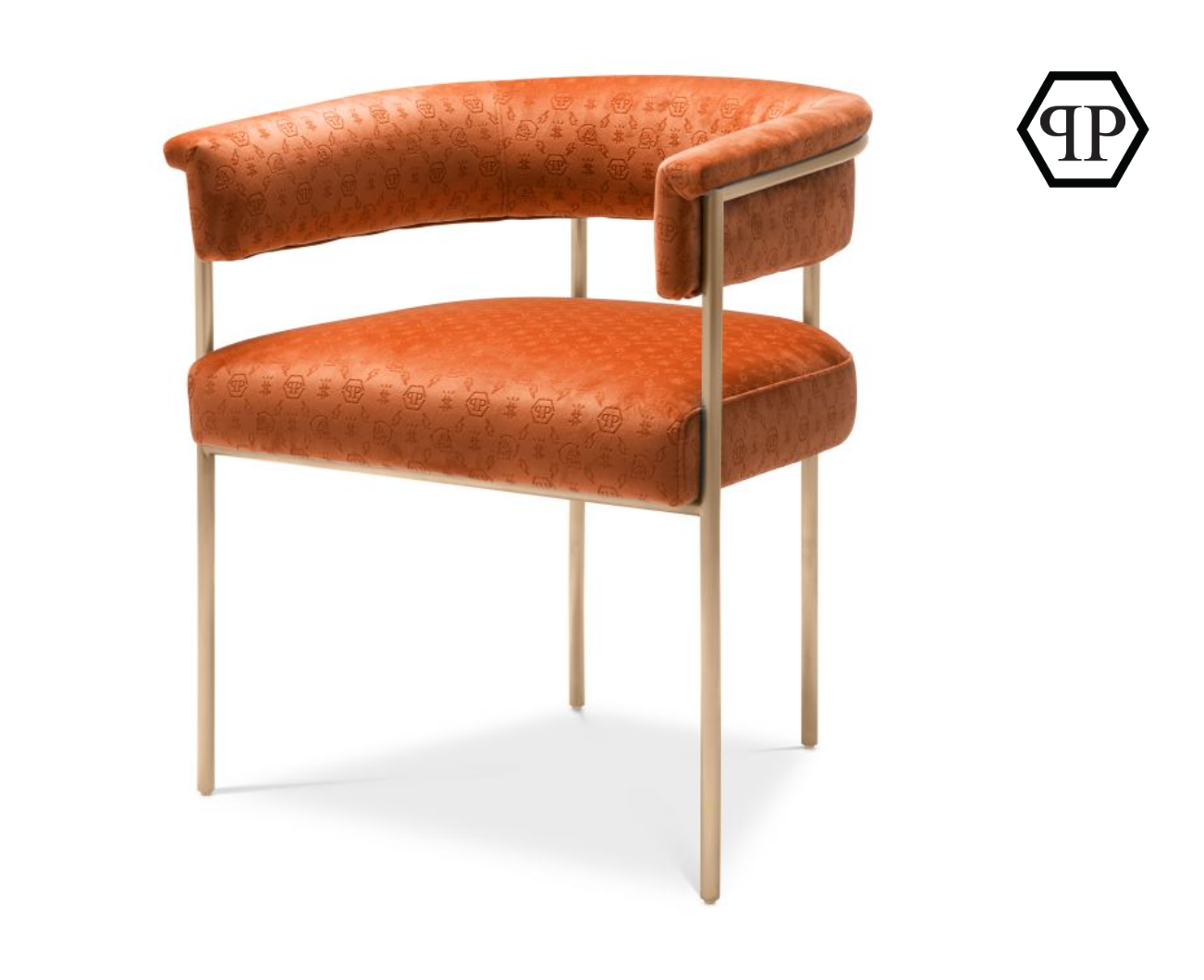 Orange monogram velvet brushed brass frame
