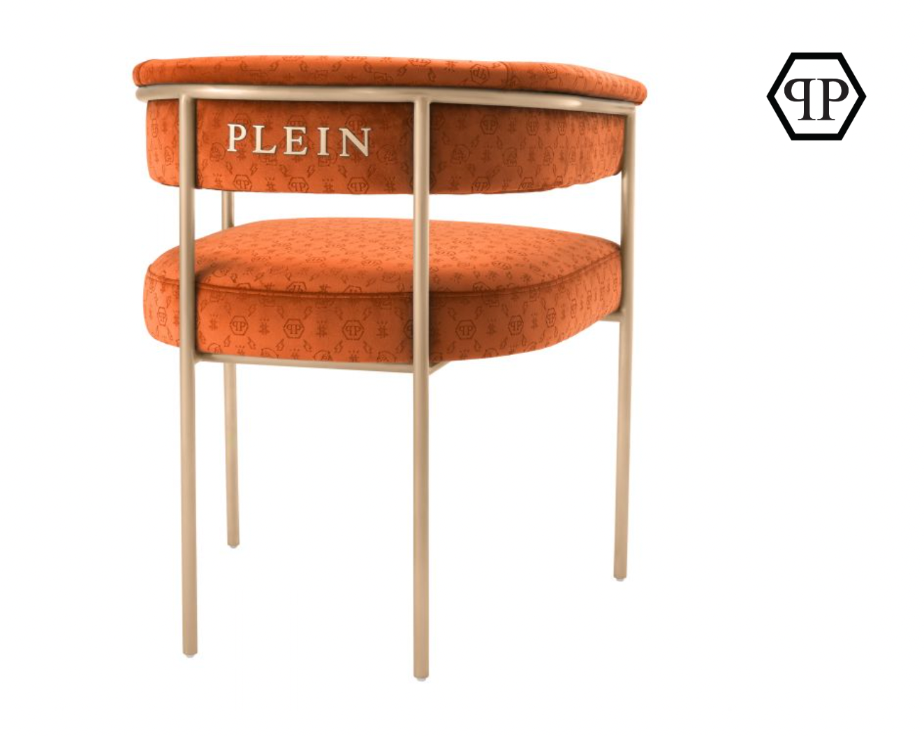Orange monogram velvet brushed brass frame
