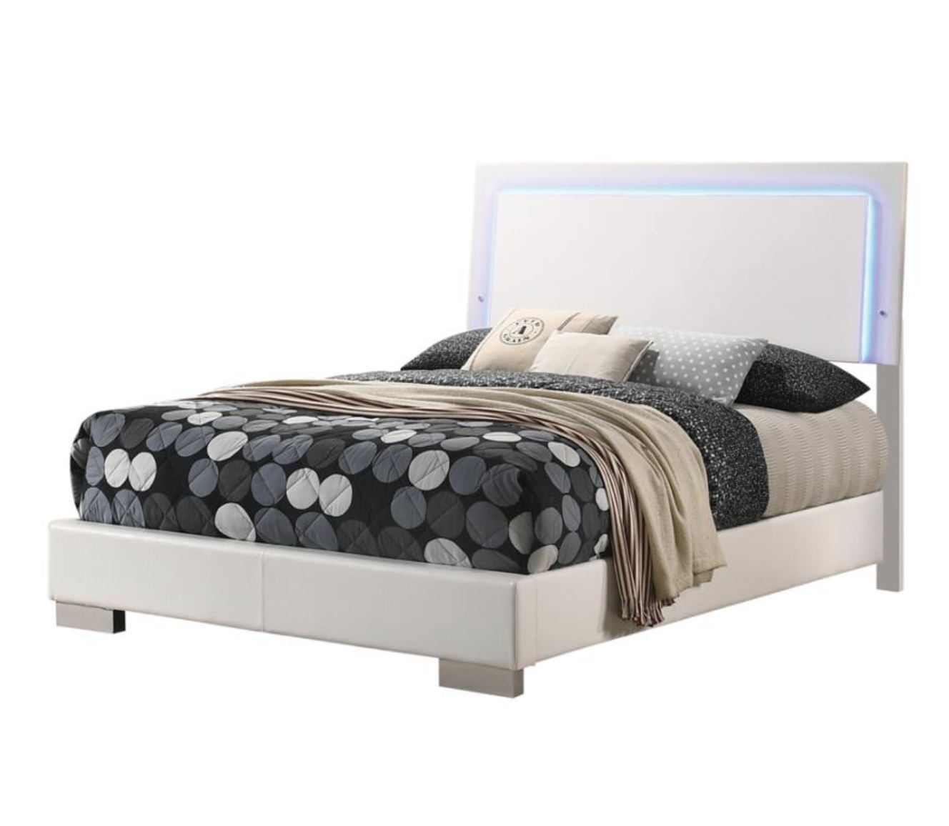 Felicity 4-piece Queen Bedroom Set with LED Headboard Glossy White