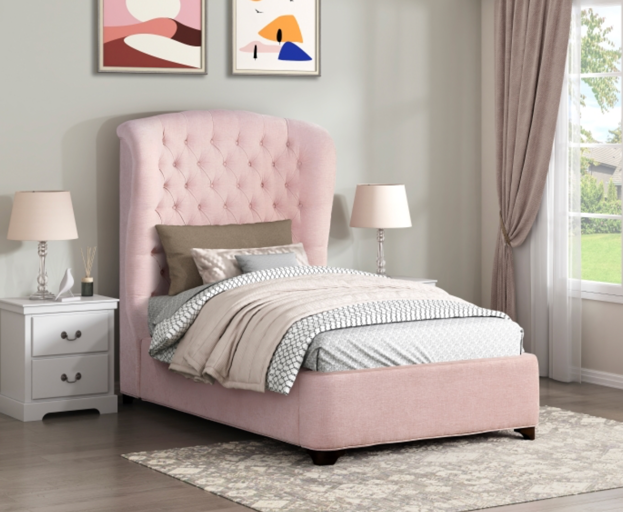 Cameo Pink Chenille Panel Bed