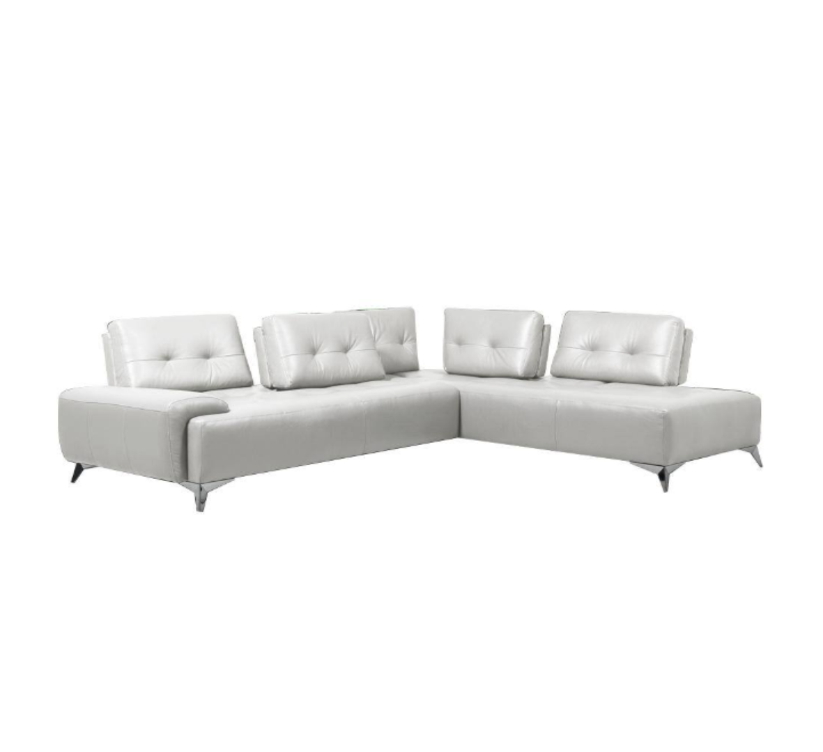 Turano - Sectional Sofa - Pearl White Geniuine 100% Leather