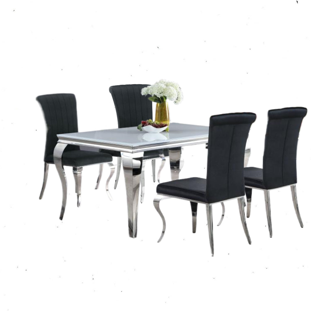 Carone - 5 Piece Dining Room Set - White