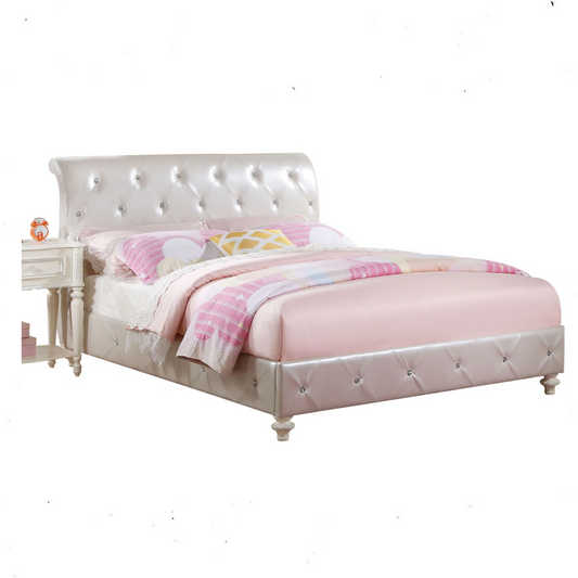 Dorothy - Twin Bed - Pearl White PU & Ivory