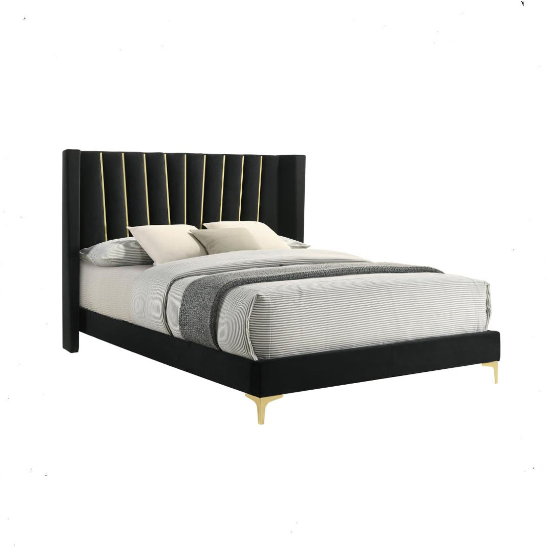 Kendall Upholstered Tufted Panel Bed Black