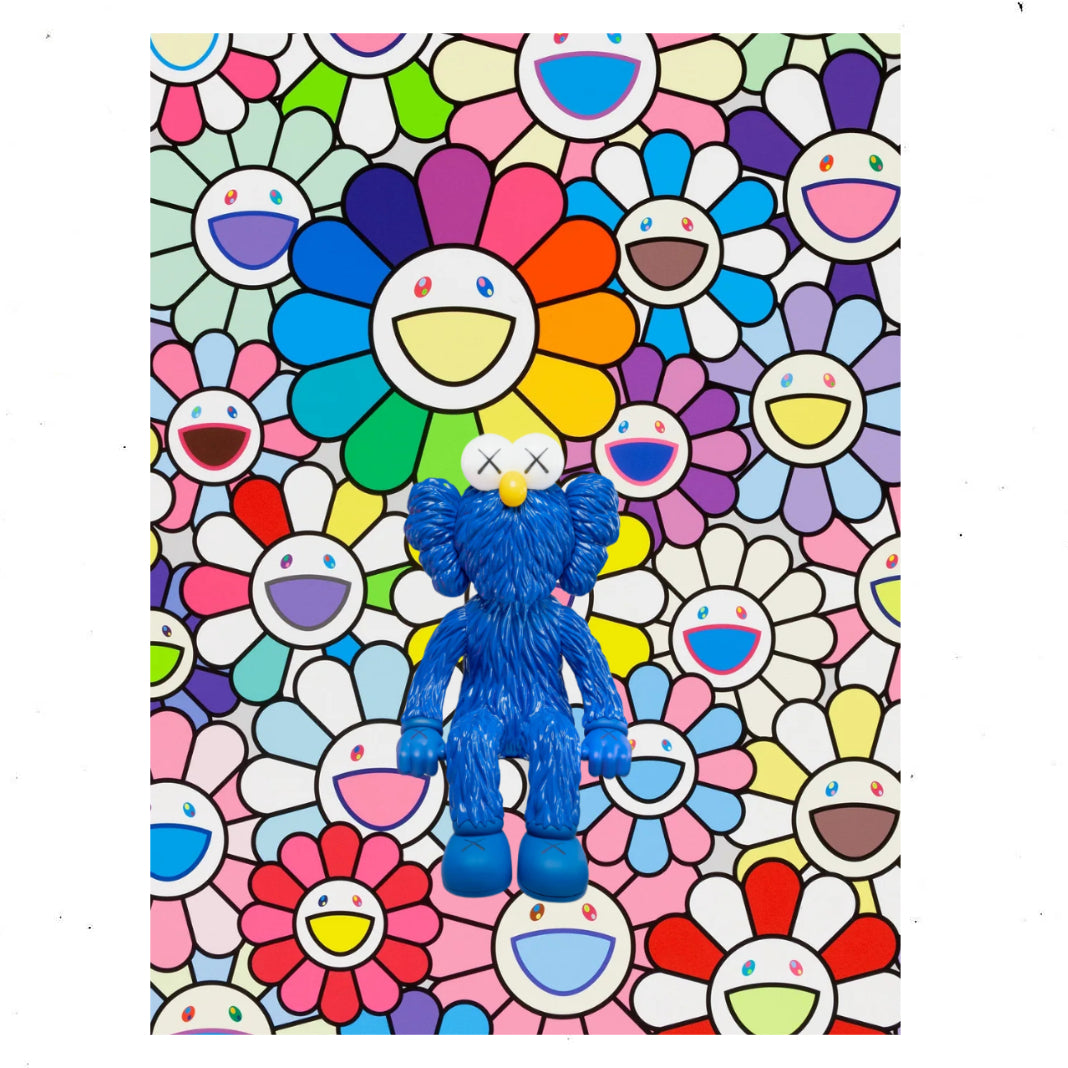 Murakami Flower Kaws seeing Tempered Glass Wall Art