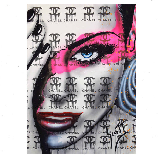 Chanel Pink Eyeshadow Tempered Glass Wall Art