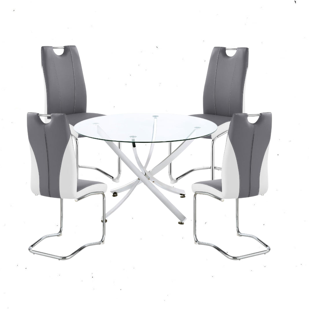 Brooklyn Grey & White Dining Table 5 Piece Set