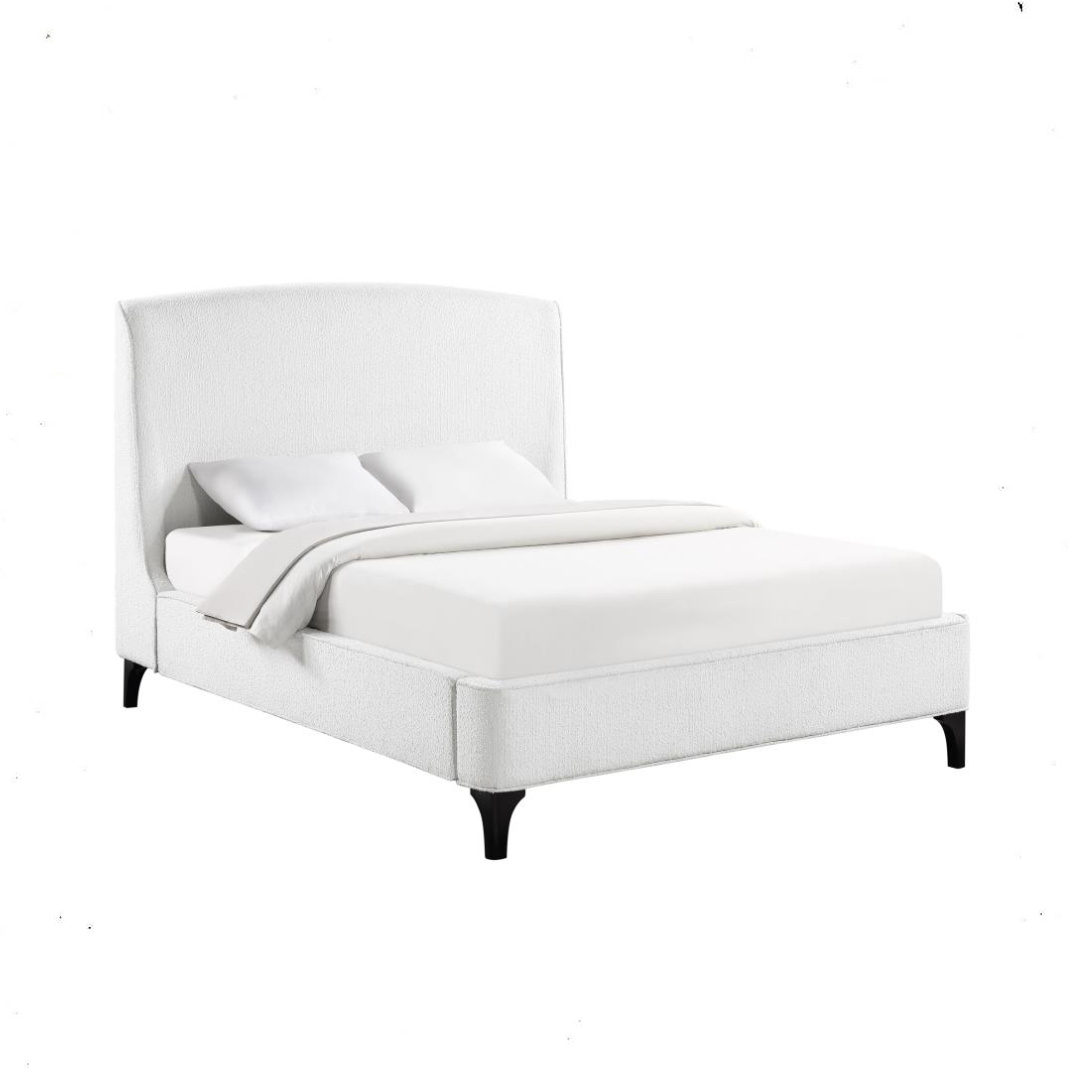 Mosby Upholstered Queen Wingback Bed Snow