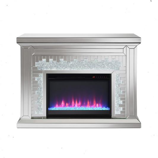 Gilmore - Fireplaces Mirrored with LED lights  - Pearl Silver