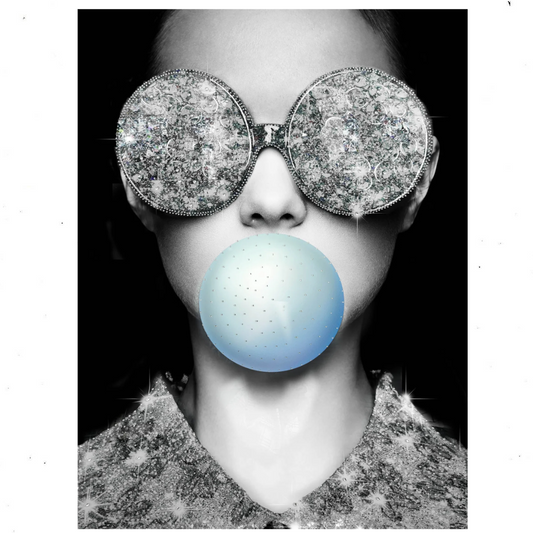 Women w/ Bubble Gum Glass Wall Art 32"x48"