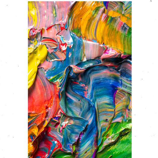 Bright Colors of Oil Paints Mixed On A Palett Tempered Glass Art