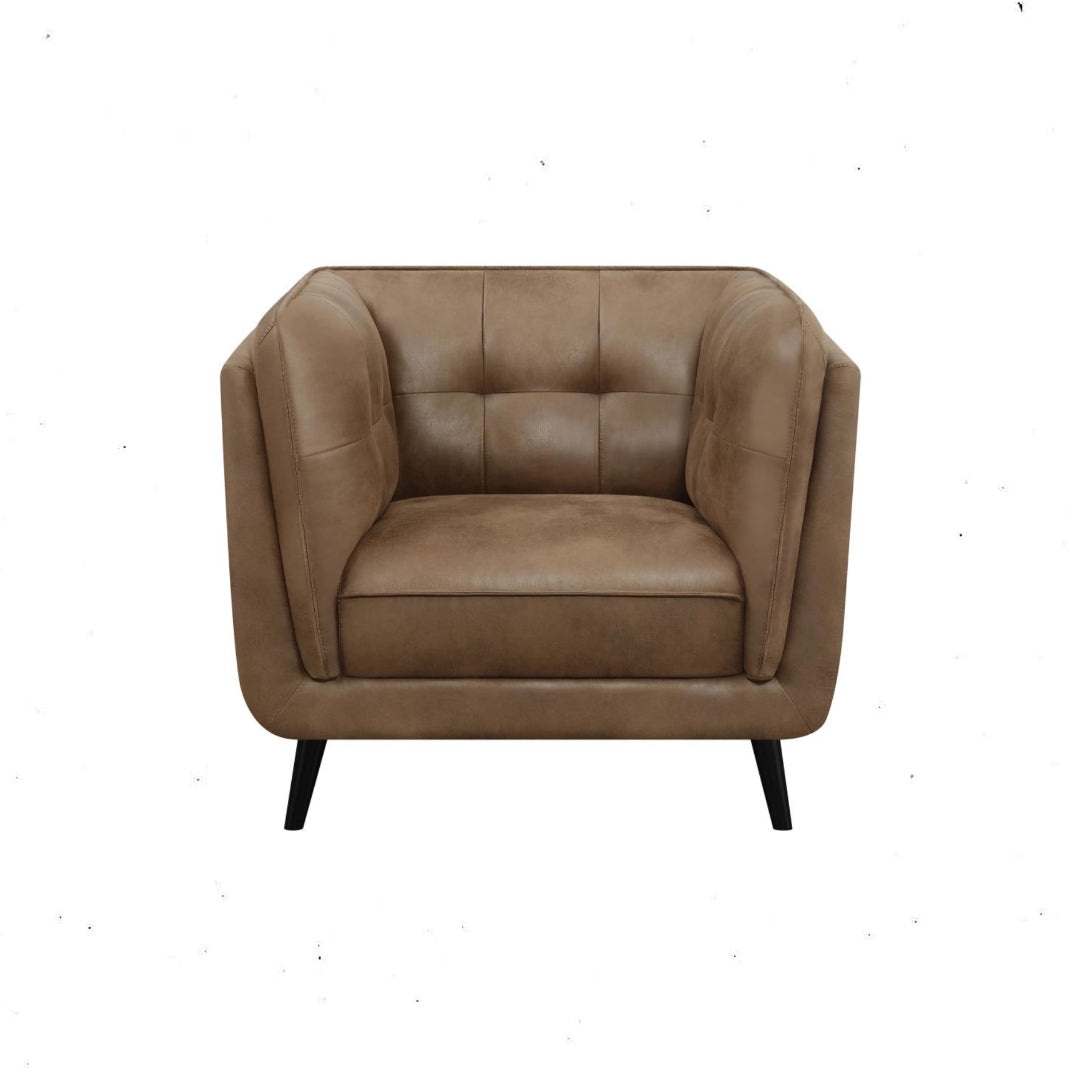 Thatcher Upholstered Button Tufted Chair Brown