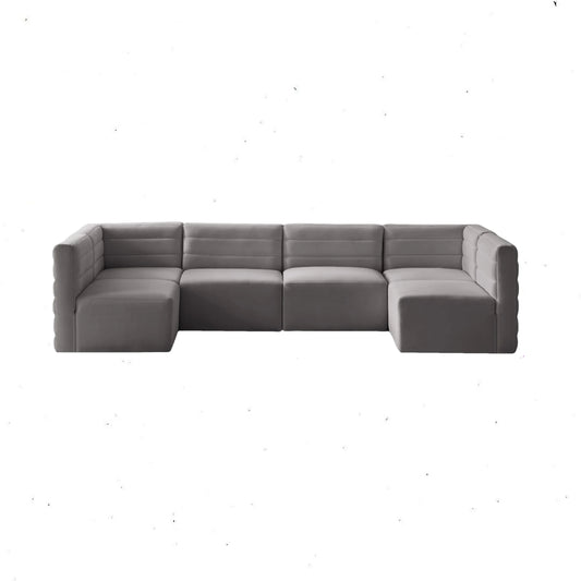 Quincy - Modular Sectional 6 Piece - Grey - Fabric