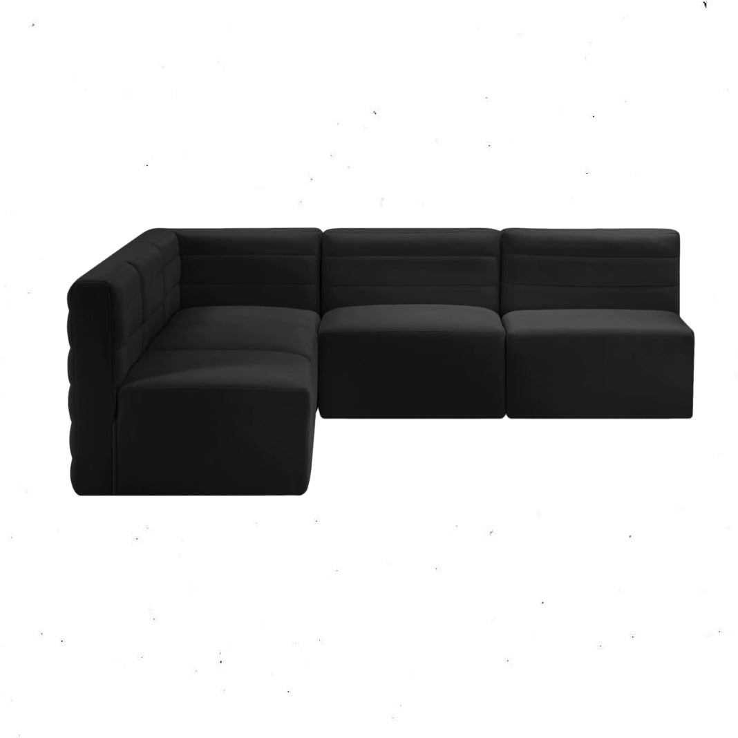 Quincy - Modular Sectional -5 pcs. Black  Velvet Modern & Contemporary