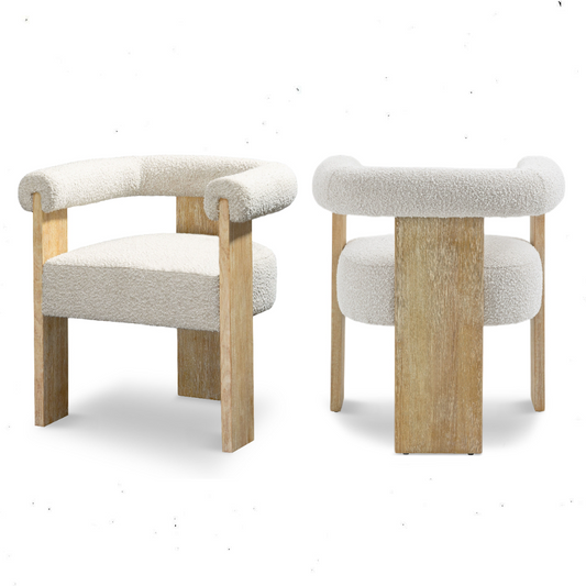 Barrel Boucle - Dining Chair - Cream ( Set of 2)