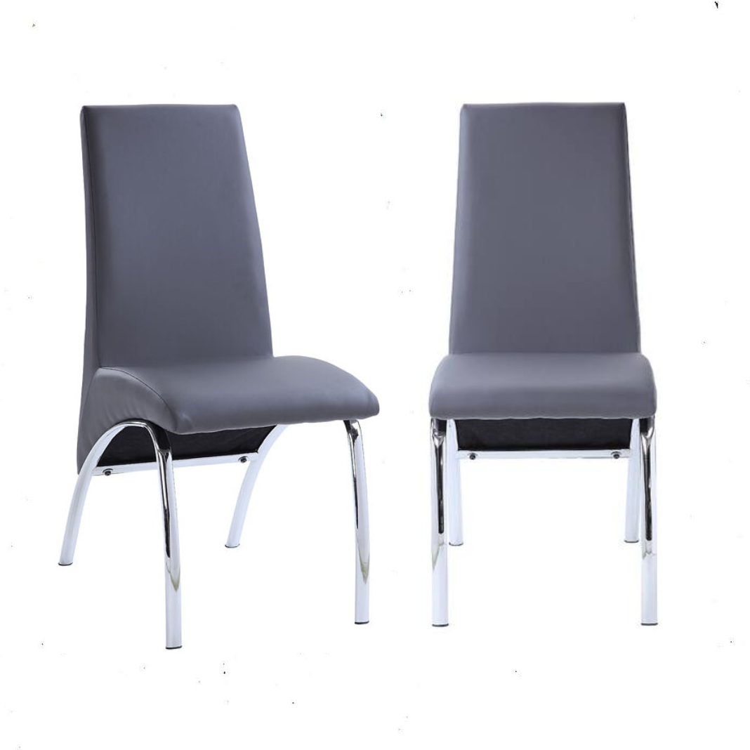 Noland - PU Leather Side Chair (Set of 2) - Gray PU & Chrome