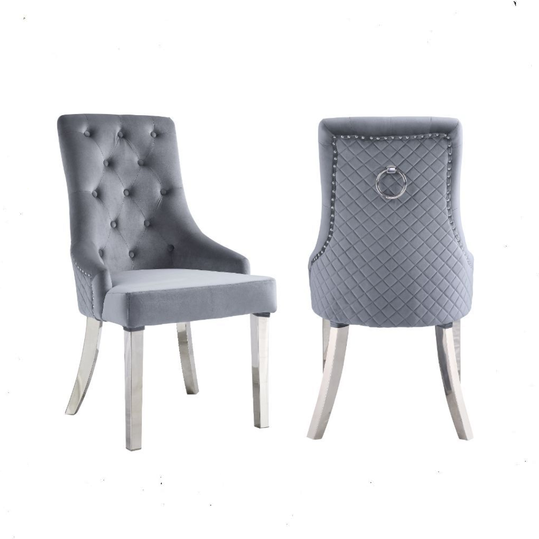 Satinka Velvet - Dining Chair with Chrome Legs (Set of 2)