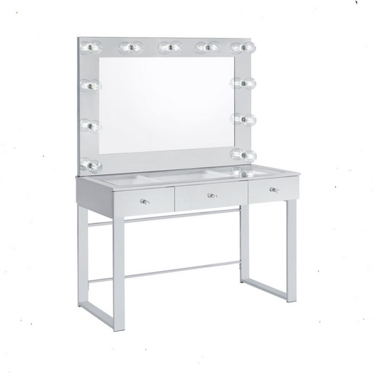 Umbridge - 3-Drawer Vanity With Lighting - Pearl Silver