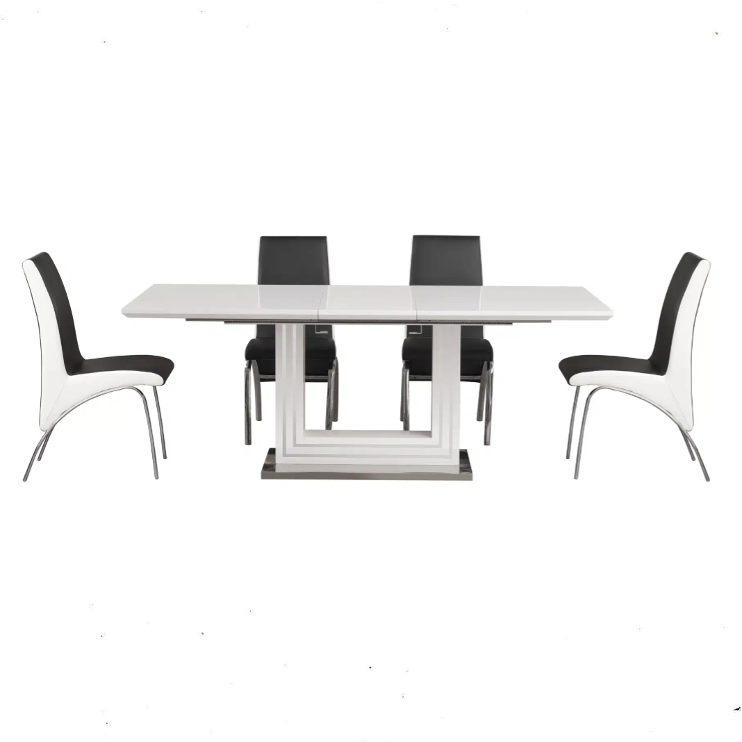 Elodie - 5 Piece Dining Set - White Dark Gray