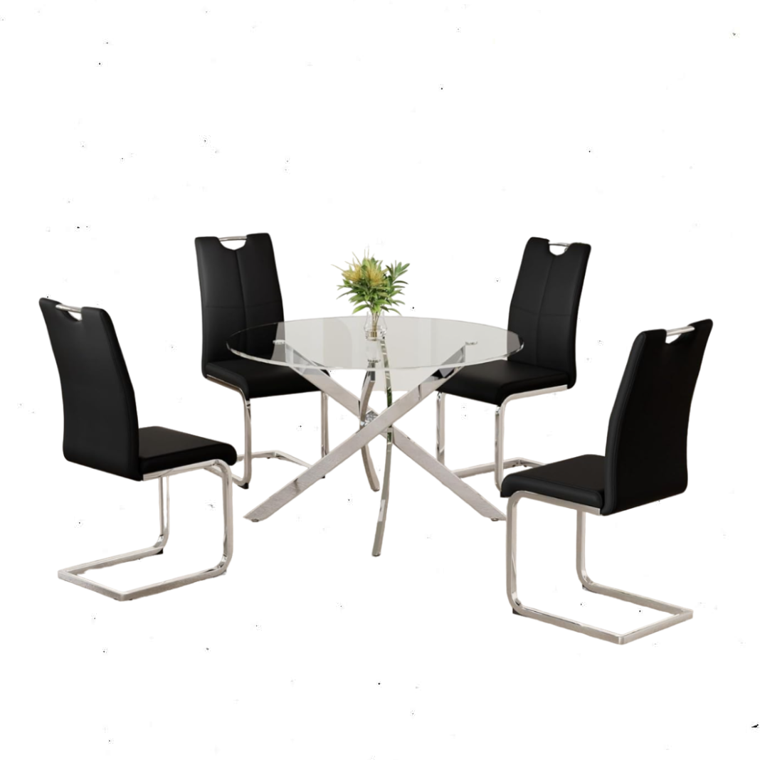 Sensy 5 Piece Chrome Dining Table Set