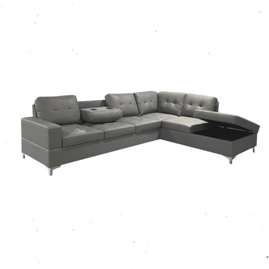 Antonella Faux Leather Sofa Sectional with Cup holders