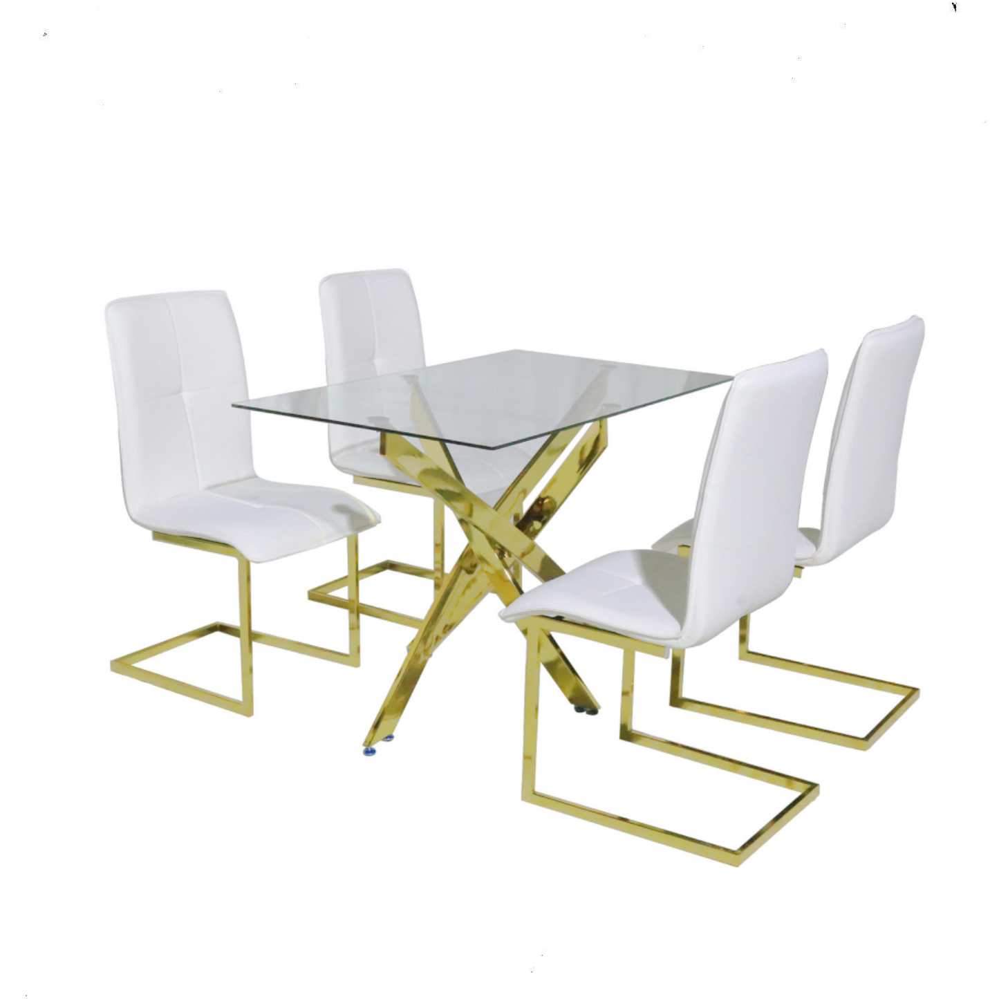 Donatella - Dining Table 5-piece Glass Gold set