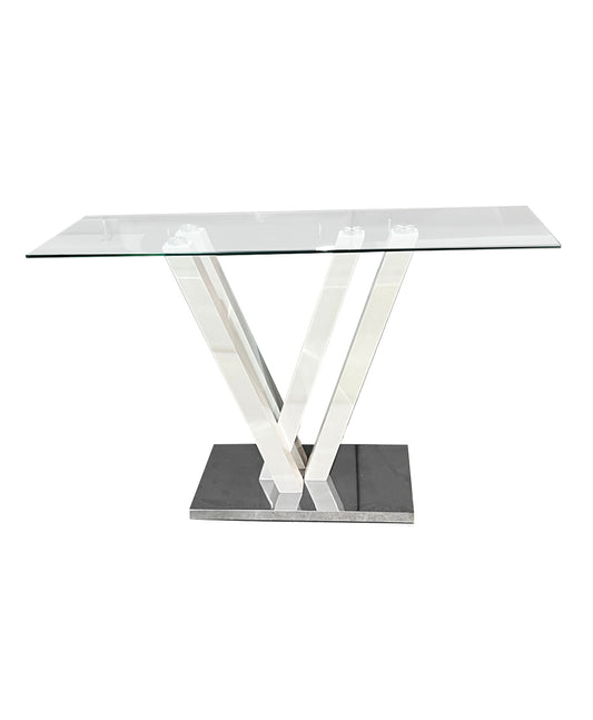 Diaona White Glass Top Console Table