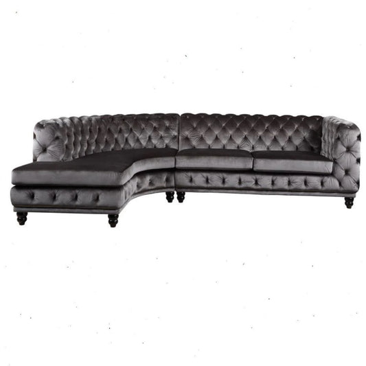 Atesis - Sectional Sofa - Dark Gray Velvet