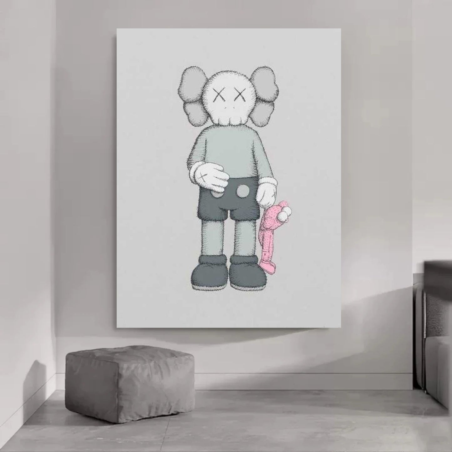 Grey Kaws Pop Tempered Glass Art