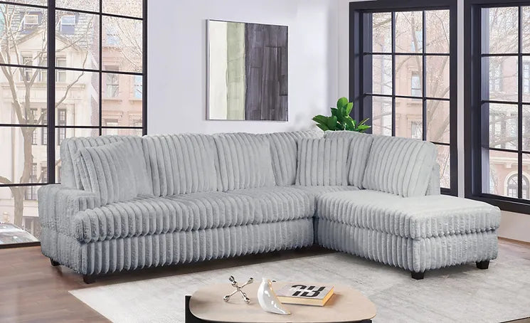 Alwin Sectional Sofa L shape Noodle Fabric Corduroy