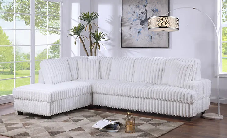 Alwin Sectional Sofa L shape Noodle Fabric Corduroy