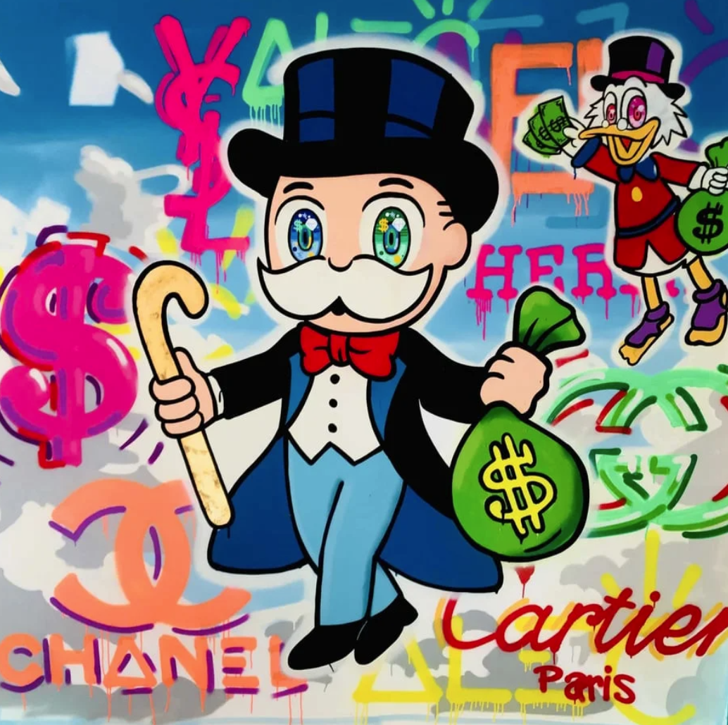 Money man tempered glass wall art 24" x 24"