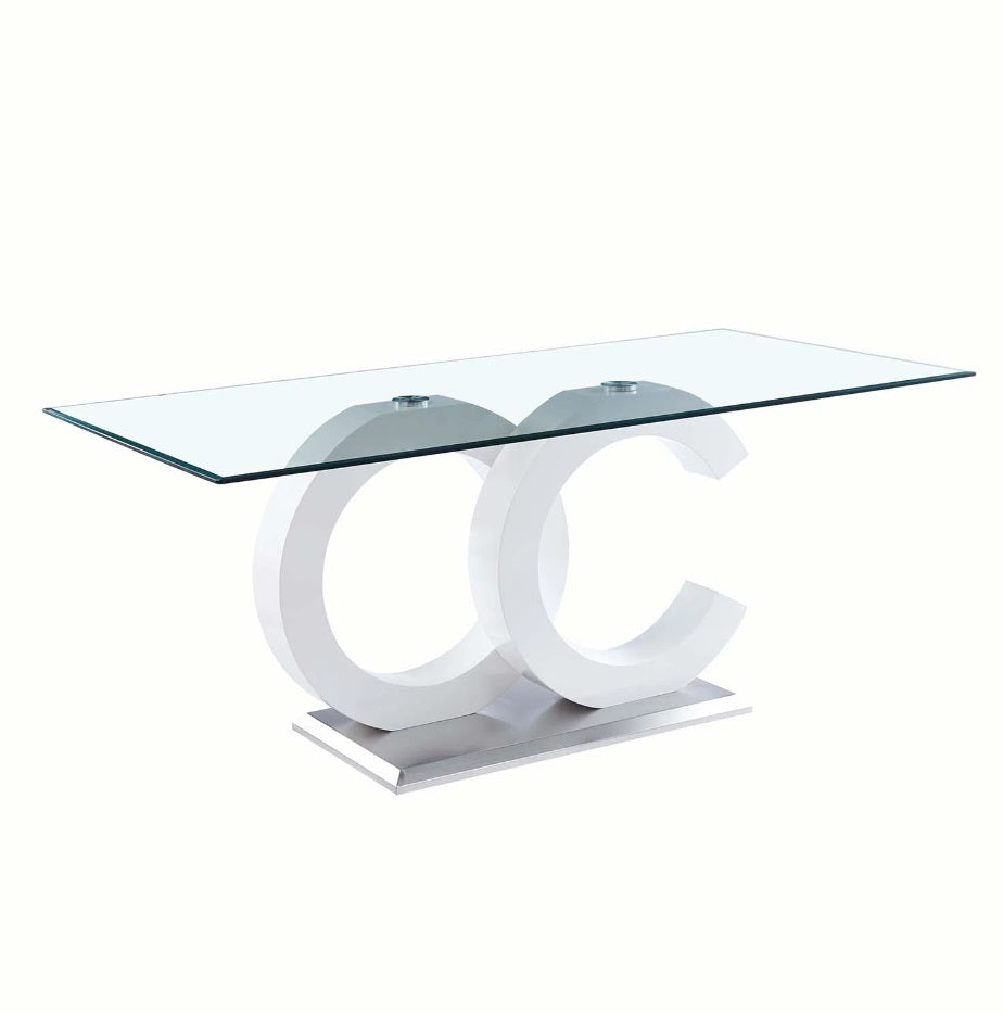 Coco white - Dining Table - Gloss Chrome