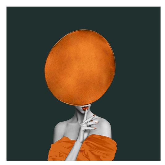 Orange Hat Tempered Glass Wall art 48"x 48"