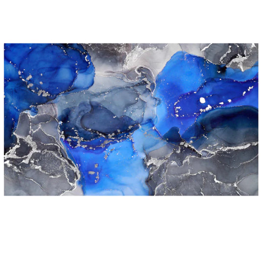 Blue Abstract Tempered Glass Wall Art 60" x 36"