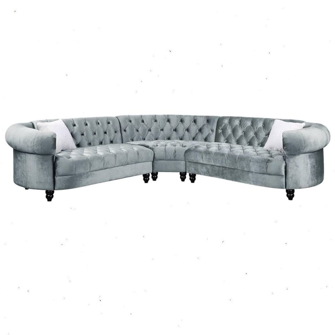 Qulan - Sectional Sofa - Light Blue Velvet