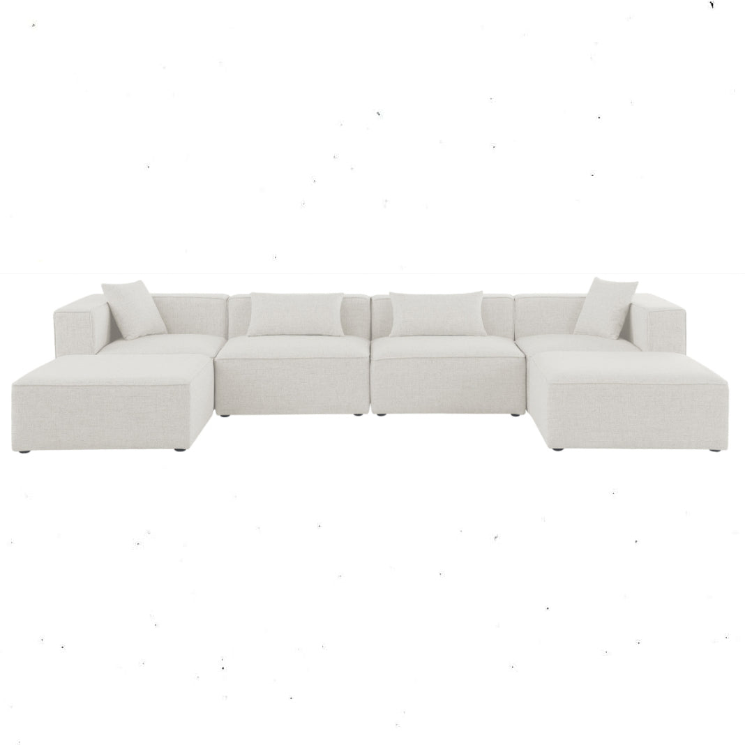 Cube - Modular Sectional 6 Piece - Cream - Fabric