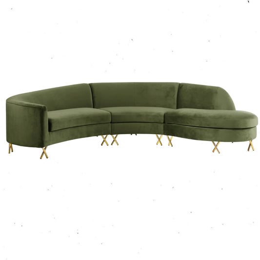 Serpentine Velvet 3 piece - Sectional