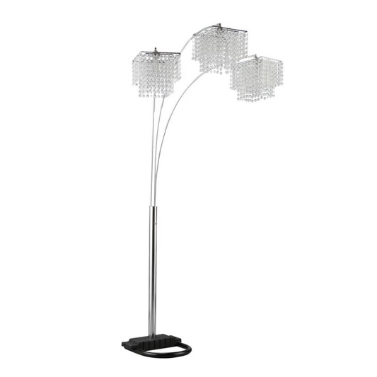 Miriam - Crystal Drop Shade Floor Lamp - Pearl Silver